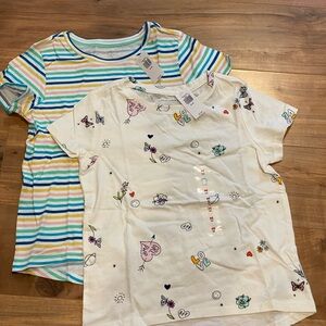 Old Navy White Short Sleeve Tees with Striped and Playful Prints